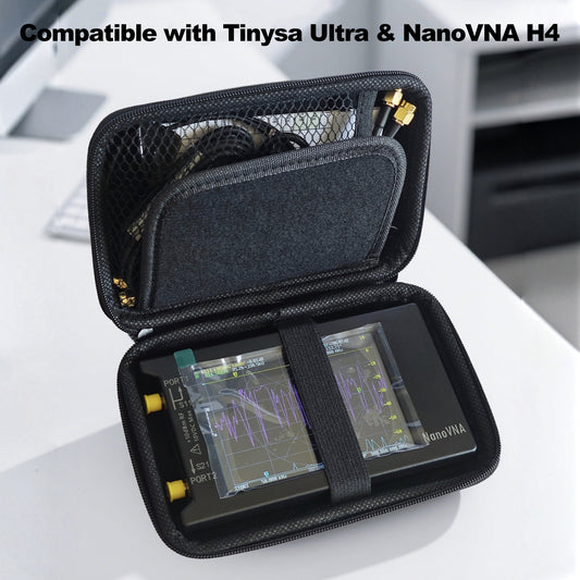 AURSINC 4 Inch Hard EVA Protective Case for NanoVNA H4/TinySA Ultra - Waterproof Shockproof Storage Bag with Carry Strap, Foam Divider, Secure Fit for Vector Network Analyzer and Spectrum Analyzer