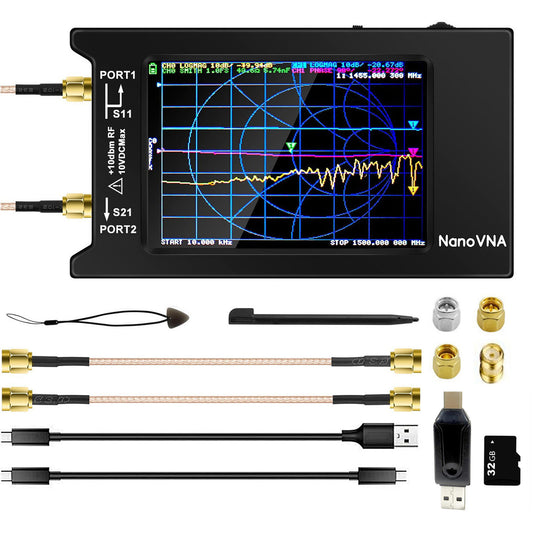 Upgraded NanoVNA-H4 Vector Network Analyzer, AURSINC 10KHz-1.5GHz V4.3 4 inch Nanovna Antenna Analyzer Ham Radio, with 32GB Card HF VHF UHF Measuring S Parameters, SWR, Phase, Delay, Smith Chart