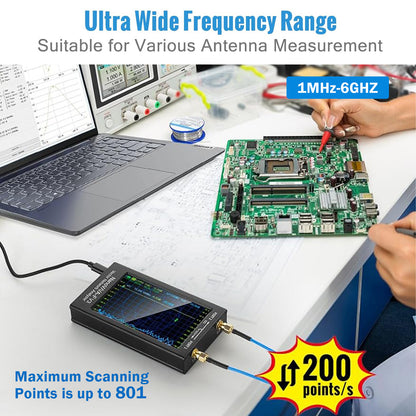 Upgraded NanoVNA-F V3 Vector Network Analyzer 4.3" 1MHz–6GHz Antenna Analyzer Measuring S-Parameters Voltage Standing Wave Ratio SWR, Phase, Delay, Smith Chart Support RTC Real time