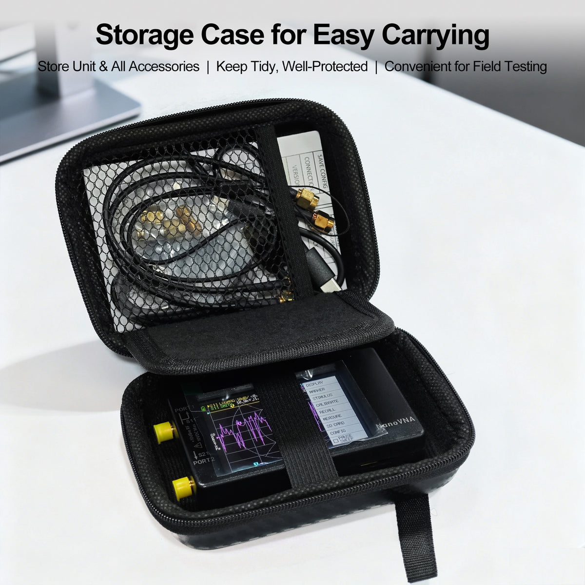 AURSINC NanoVNA‑H Vector Network Analyzer, 9kHz‑1.5GHz with EVA Storage Bag, 2.8" Handheld VNA Antenna Analyzer, Measure S‑params, SWR, Smith Chart for Ham Radio Antenna Tuning & RF Circuit Debugging