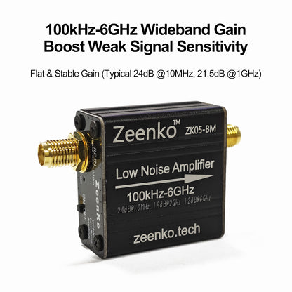 AURSINC ZK05-BM Low Noise Amplifier 100kHz-6GHz, 24dB Gain LNA Preamplifier, Built-in Battery RF Preamplifier with Type-C, High Linearity LNA for TinySA Ultra Spectrum Analyzer SDR Ham Radio EMI Test