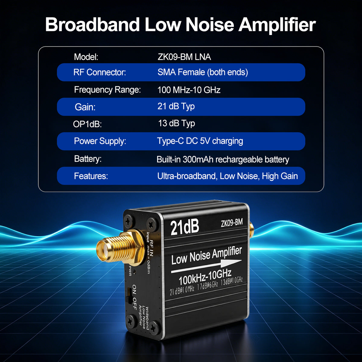 AURSINC TinySA Ultra+ ZS406 Spectrum Analyzer with ZK-09 BM LNA, Enhanced High-Frequency Sensitivity