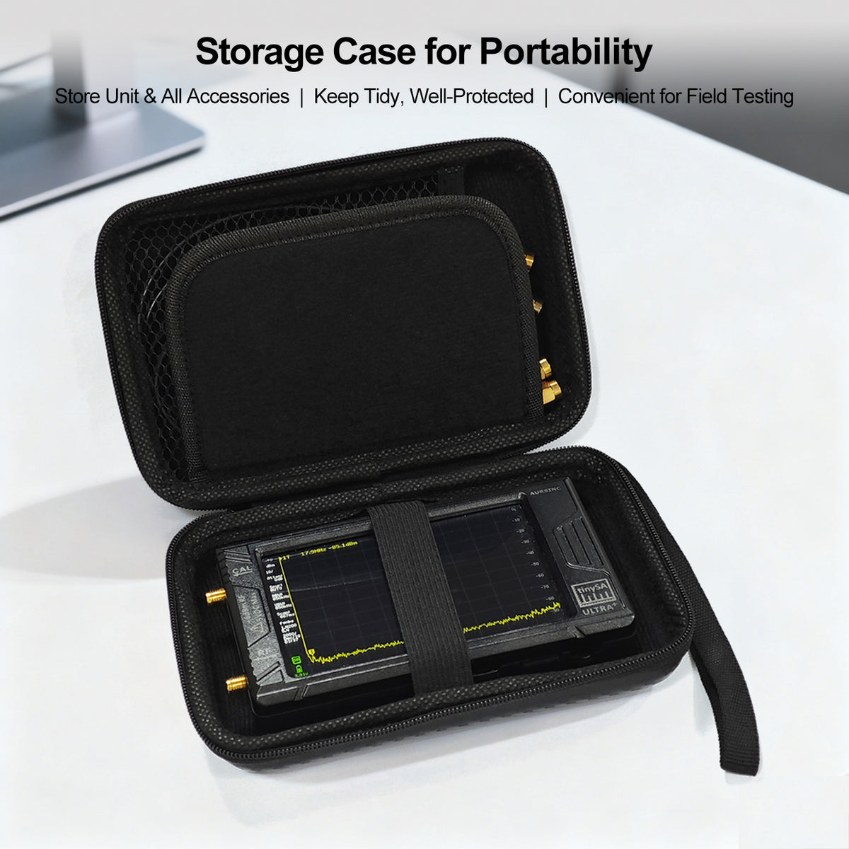 AURSINC Tinysa Ultra+ ZS407 7.3GHz Spectrum Analyzer Bundle with Hard Case, 100kHz-7.3GHz, 2-in-1 RF Signal Generator, 4" Touchscreen with Shockproof EVA Case for Field RF Testing, 5000mAh battery