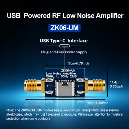 AURSINC TinySA Ultra ZS406 with ZK06-UM LNA Boosts RF Sensitivity, Complete RF Measurement Bundle with Enhanced High-frequency Sensitivity for Wireless Testing and Spectrum Analysis