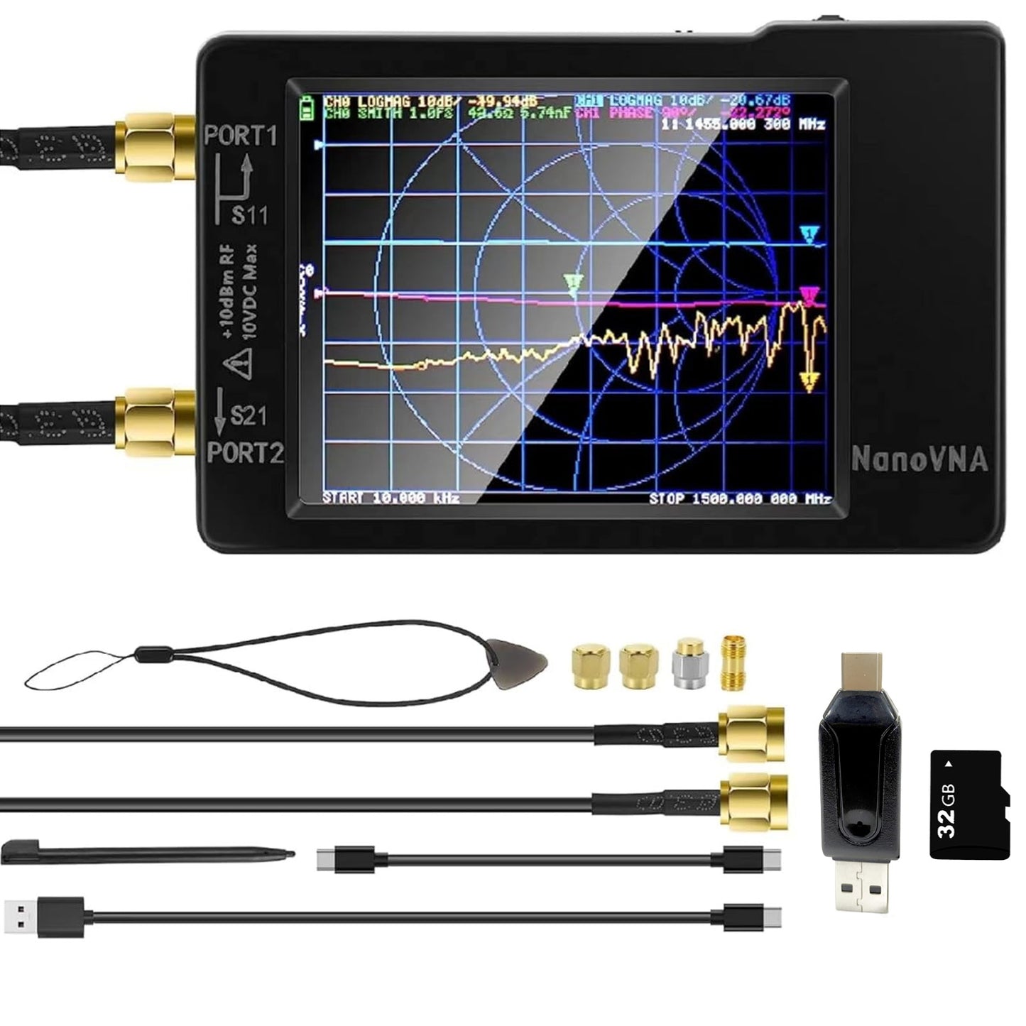 [Aktualisiert] AURSINC NanoVNA-H Vektor-Netzwerkanalysator 10 kHz - 1,5 GHz Neueste HW-Version 3.6 | HF VHF UHF Antennenanalysator Amateurfunk (NANOVNA-H mit 32 GB SD-Karte)