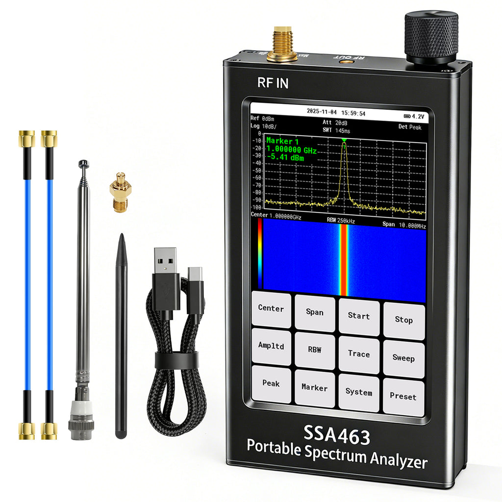 AURSINC SSA463 Portable Spectrum Analyzer, 35MHz-6.3GHz Frequency Analyzer, 4.3" Touchscreen, Built-in 30dB Precision Attenuator