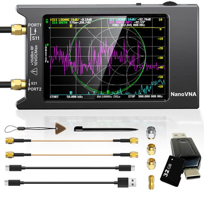 AURSINC NanoVNA-H4 Vector Network Analyzer with 32GB Card, Latest V4.4 9KHz-1.5GHz 4" Touchscreen Nano VNA Antenna Analyzer Ham Radio, HF VHF UHF Measuring S Parameters, SWR, Phase, Delay, Smith Chart