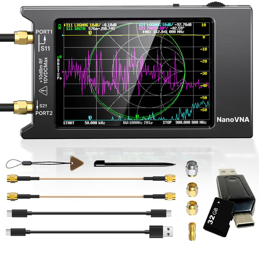 AURSINC NanoVNA-H4 Vector Network Analyzer with 32GB Card, Latest V4.4 9KHz-1.5GHz 4" Touchscreen Nano VNA Antenna Analyzer Ham Radio, HF VHF UHF Measuring S Parameters, SWR, Phase, Delay, Smith Chart