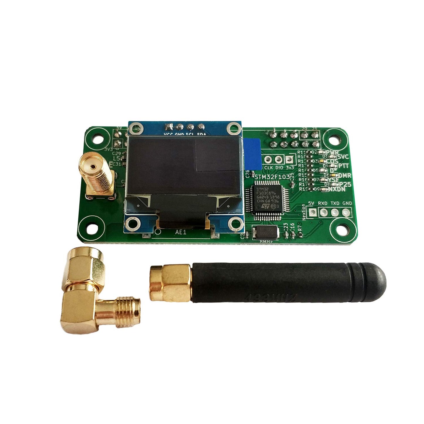 AURSINC MMDVM Hotspot Board (V1.5.2) + Antenna Support UHF VHF Support P25 DMR YSF DSTAR NXDN POCSAG for Raspberry Pi-Zero W, 2W, Pi 3, 3B, 3B+, 4, 5 (with OLED)