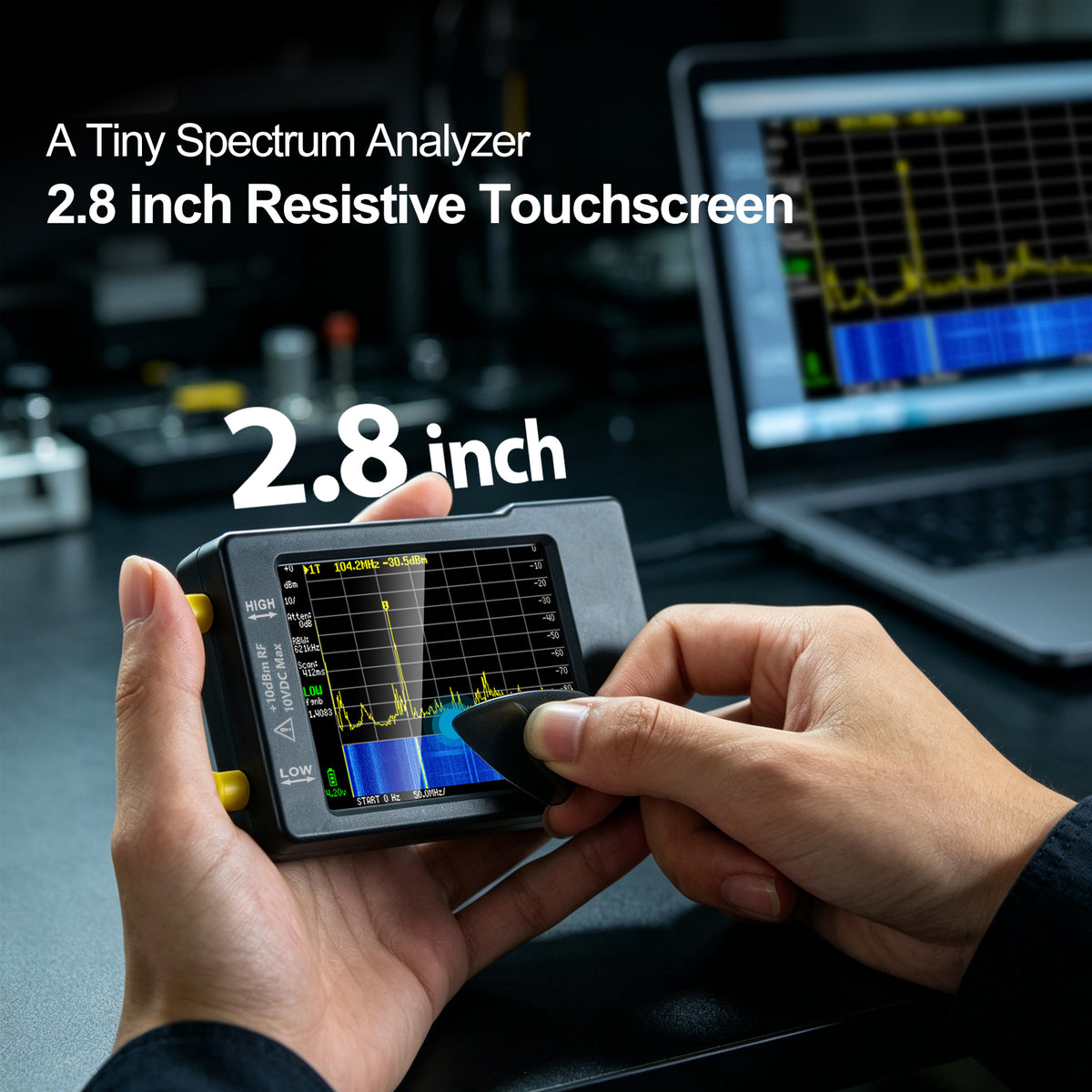 AURSINC TinySA Spectrum Analyzer with with Storage Bag, 2pcs RG316 SMA to UHF Cable, 100kHz‑960MHz Frequency Analyzer