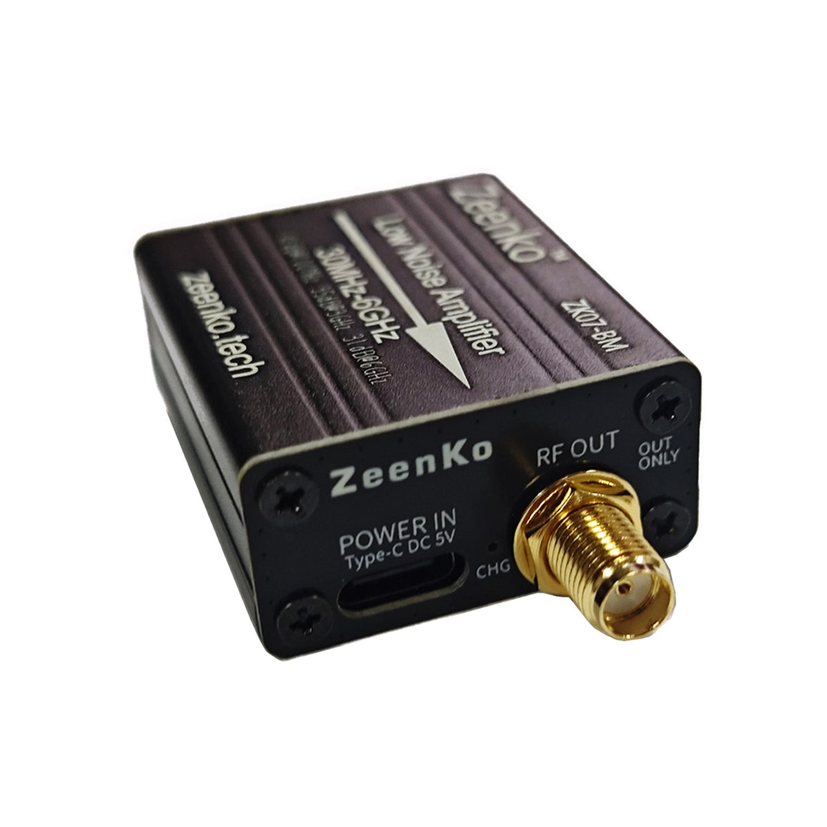 AURSINC ZK07-BM 30M-6GHz High Gain LNA Low Noise Amplifier, Built-in 300mAh Battery, USB Powered, Plug & Play, for TinySA