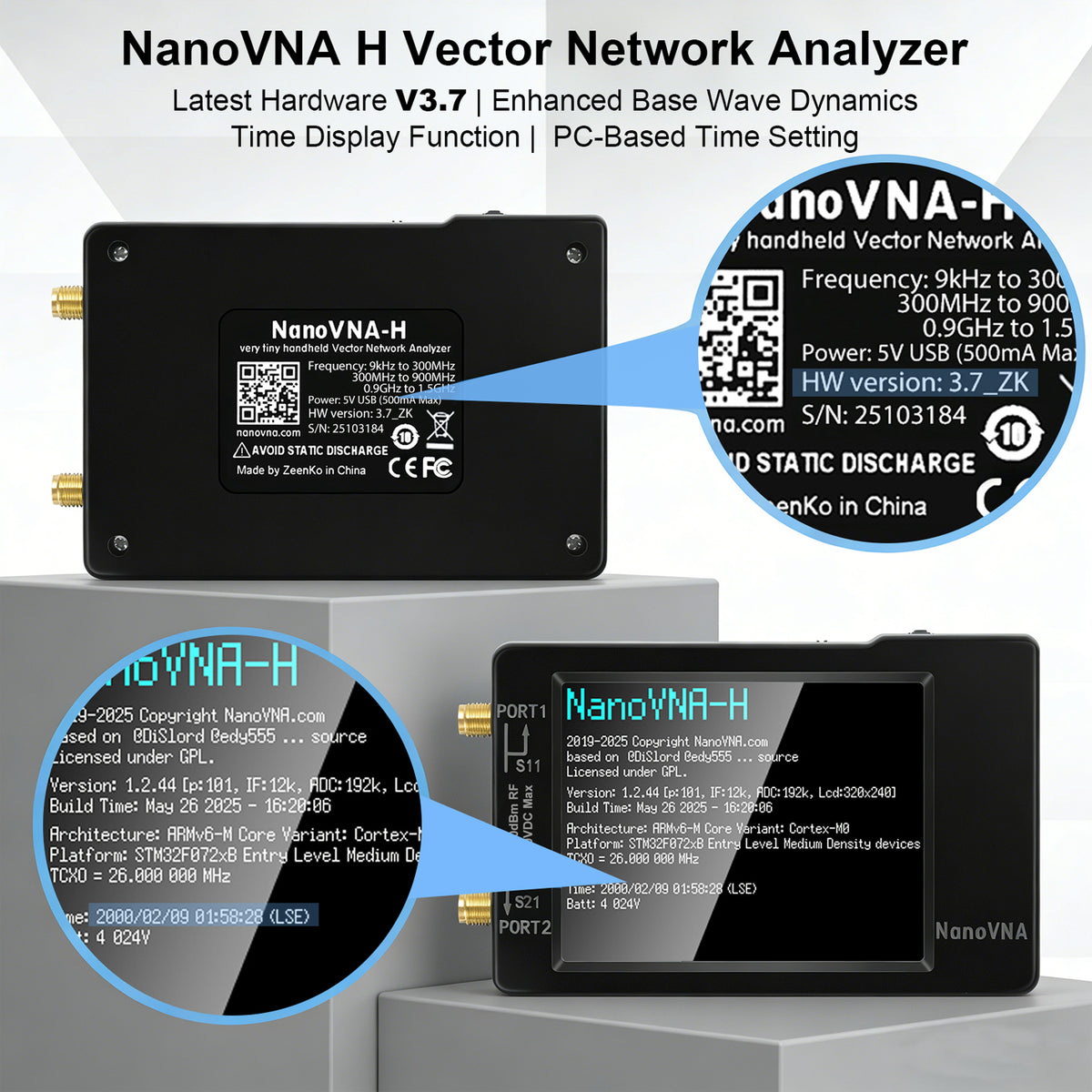 [Aktualisiert] AURSINC NanoVNA-H Vektor-Netzwerkanalysator 10 kHz - 1,5 GHz Neueste HW-Version 3.6 | HF-VHF-UHF-Antennenanalysator