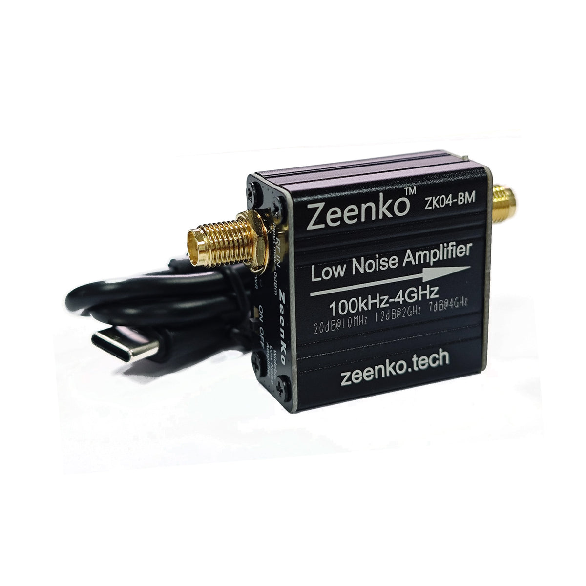 AURSINC ZK04-BM LNA Low Noise Amplifier 100k-4GHz, 20dB Gain, USB Interface Powered, Built-in 300mAh Battery for TinySA