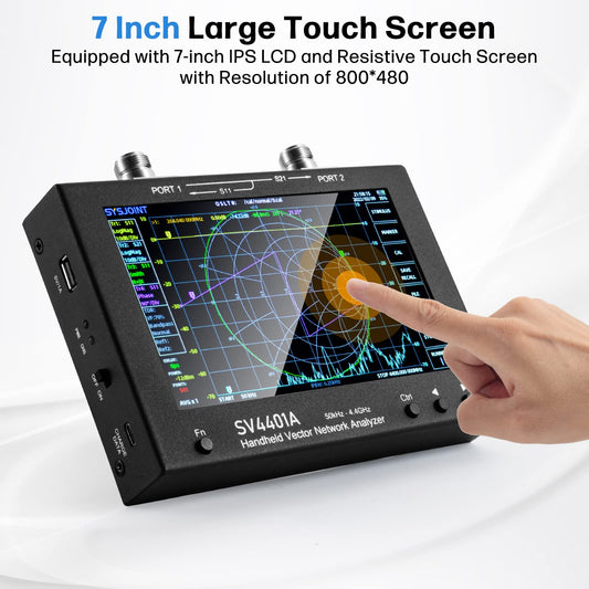 AURSINC 7in NanoVNA SV4401A Vector Network Analyzer 50KHz-4.4GHz Antenna Analyzer with 6700mAh Battery 8GB Storage Measuring S Parameters, Voltage Standing Wave Ratio, Phase, Delay, Smith Chart