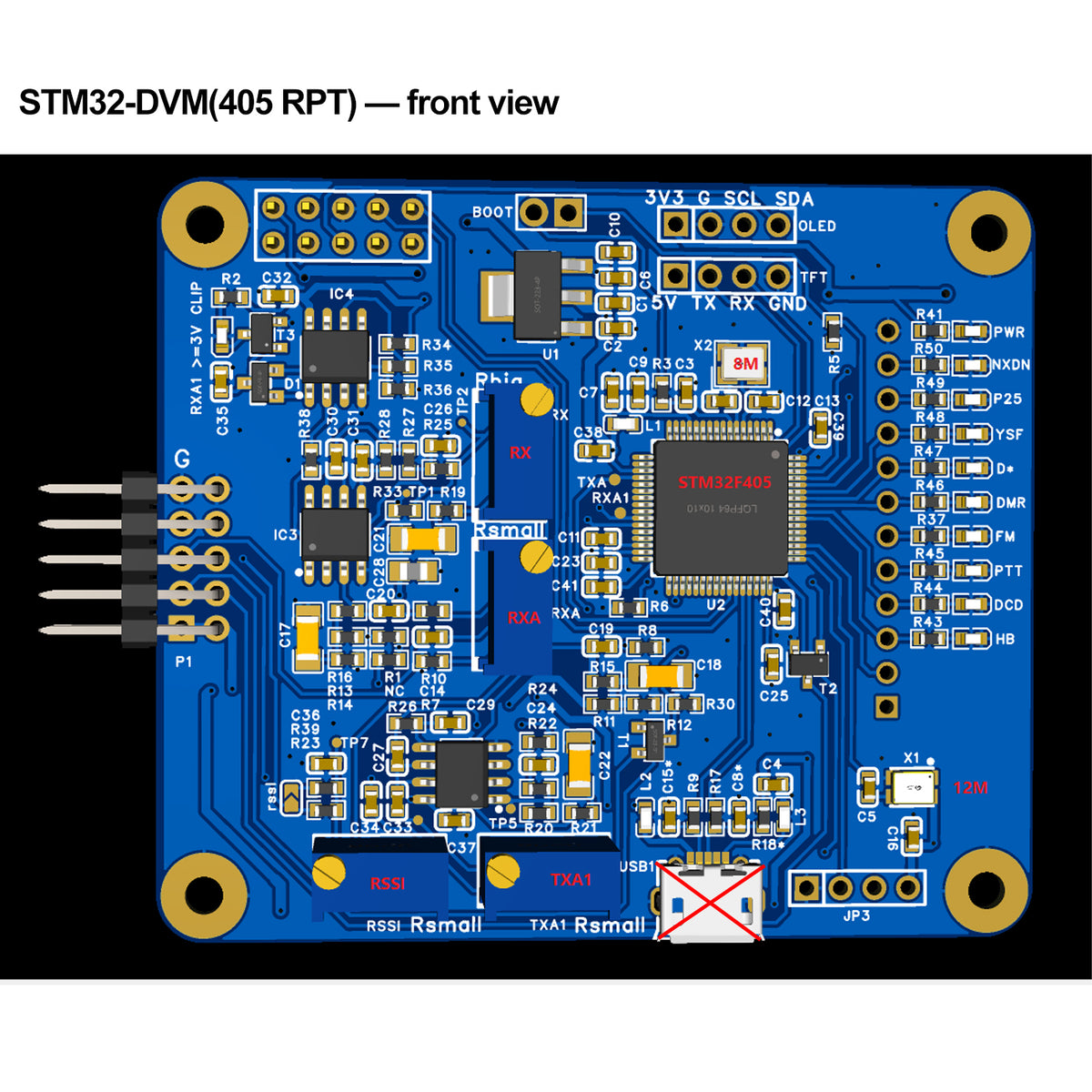 AURSINC MMDVM Digital Trunk Repeater Board STM32-DVM (405 RPT), 460800 Baud GPIO/USB-based Repeater/Hotspot Board, Supports DMR D-Star YSF P25 NXDN FM, Compatible with RPi 3B, 3B+, Pi Zero, 4, 5