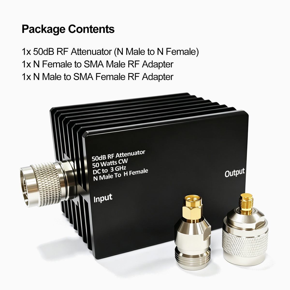 AURSINC 50W RF Attenuator DC-3GHz N-M/F 50dB Attenuation with SMA Adapters N Male to Female Fixed Attenuator kit for Tinysa Ultra Spectrum Analyzer Antennas & Test Equipment, Aluminum Alloy Heat Sink