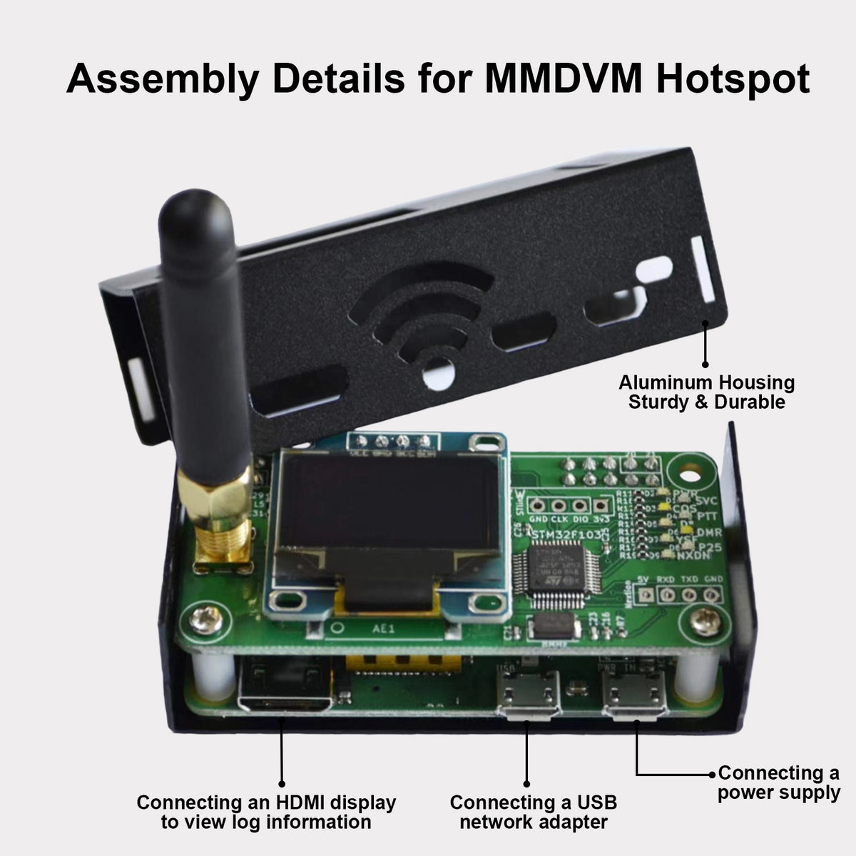 AURSINC MMDVM Hotspot Spot Radio Station WiFi Digital Voice Modem Built-in Raspberry Pi Zero W, Supports C4FM YSF POCSAG NXDN DSTAR P25 DMR, Pi-Star/WPSD Compatible, Firmware V1.5.2