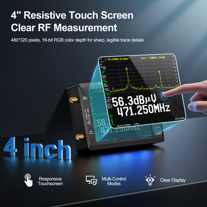 AURSINC Tinysa Ultra+ ZS407 7.3GHz Spectrum Analyzer Bundle with Hard Case, 100kHz-7.3GHz, 2-in-1 RF Signal Generator, 4" Touchscreen with Shockproof EVA Case for Field RF Testing, 5000mAh battery