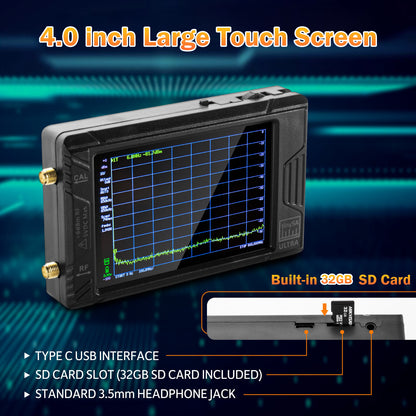 AURSINC 2025 Upgraded TinySA Ultra+ ZS406 Spectrum Analyzer, 4.0 Inch 100kHz-5.4GHz HW V0.4.6 Handheld Frequency Analyzer with 32Gb Card, 2-in-1 Signal Generator 100kHz to 900MHz MF/HF/VHF UHF Input