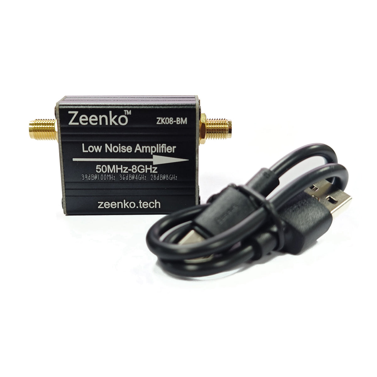 AURSINC ZK08-BM LNA Low‑noise Amplifier, 50M-8GHz High-Gain 32dB@10MHz with Battery Wideband, Low Noise, USB Powered, Built-in 300mAh Battery, Distant Weak Signals for TinySA Ultra, RF & Software Defined Radio