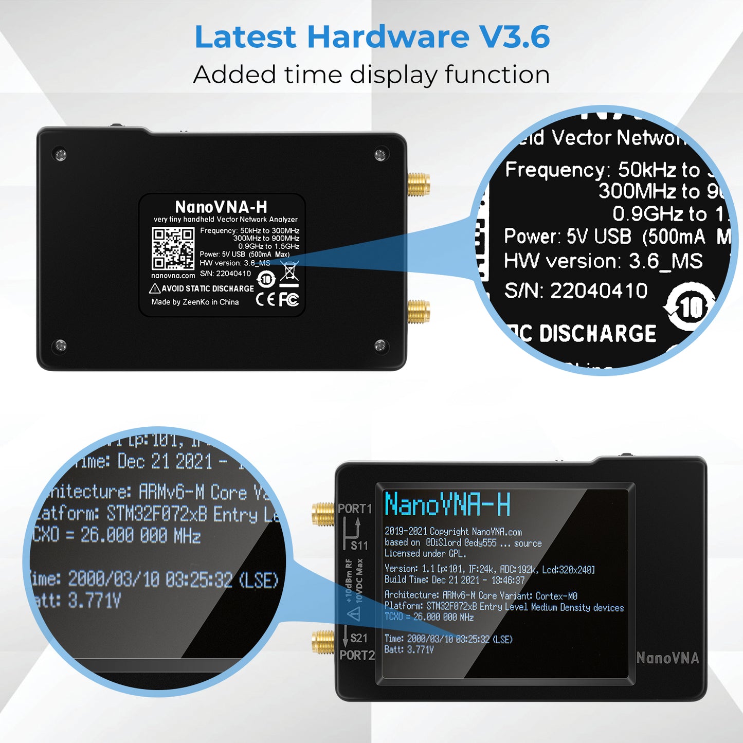 [Aktualisiert] AURSINC NanoVNA-H Vektor-Netzwerkanalysator 10 kHz - 1,5 GHz Neueste HW-Version 3.6 | HF VHF UHF Antennenanalysator Amateurfunk (NANOVNA-H mit 32 GB SD-Karte)