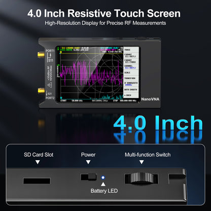 AURSINC NanoVNA H4 Vector Network Analyzer, Lastest V4.4 9kHz-1.5GHz 4" Antenna Analyzer, with EVA Hard Shell Protective Storage Bag for Antenna Analyzer, Shockproof, Waterproof, with Carry Strap