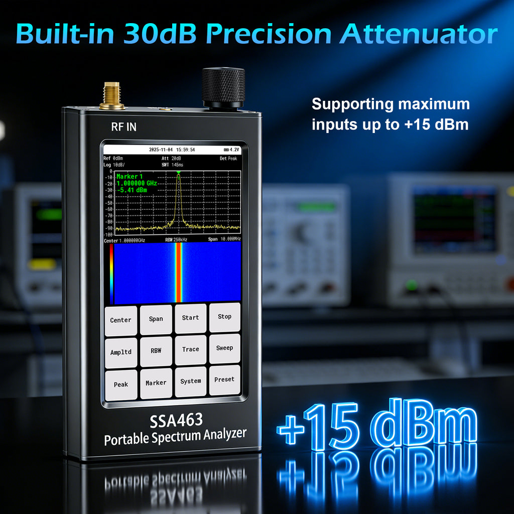 AURSINC SSA463 Portable Spectrum Analyzer, 35MHz-6.3GHz Frequency Analyzer, 4.3" Touchscreen, Built-in 30dB Precision Attenuator