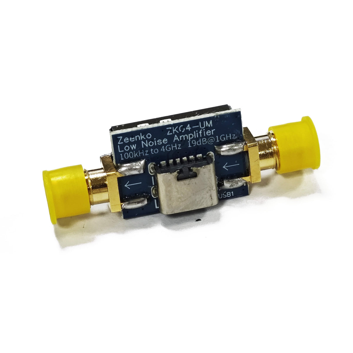 AURSINC ZK04‑UM LNA Amplifier,100kHz‑4GHz 18dB Gain USB‑Powered Preamp Compact Low‑noise Broadband with Adjustable Bias for Tinysa Ultra Spectrum Analyzer RF Test, Ham Radio & SDR Receiving