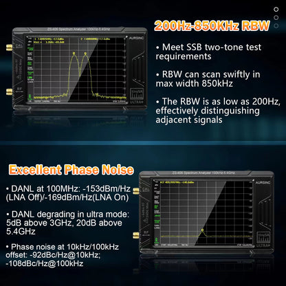 AURSINC TinySA Ultra+ ZS406 Spectrum Analyzer with 50W Attenuator, 2025 Upgraded 100kHz-5.4GHz V0.4.6 Portable Frequency Analyzer with 32Gb Card, 2-in-1 Signal Generator 100kHz to 900MHz Input