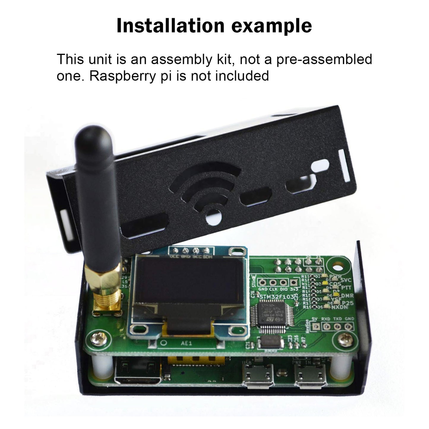 AURSINC MMDVM Hotspot Hat Board(V1.5.2) with UHF 433MHz Antenna OLED Display Aluminium Case, MMDVM Pi Hat for Raspbery Pi 3 4 3B 3B+ Zero W Zero 2W Digital Hotspot Ham Radio(Raspberry pi not Included)