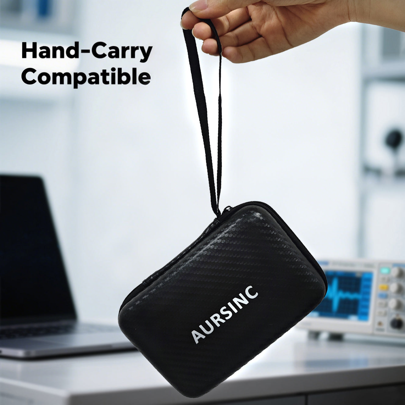 AURSINC 4 Inch Hard EVA Protective Case for NanoVNA H4/TinySA Ultra - Waterproof Shockproof Storage Bag with Carry Strap, Foam Divider, Secure Fit for Vector Network Analyzer and Spectrum Analyzer