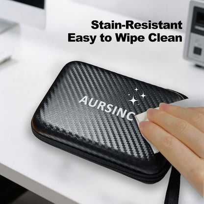 AURSINC 4 Inch Hard EVA Protective Case for NanoVNA H4/TinySA Ultra - Waterproof Shockproof Storage Bag with Carry Strap, Foam Divider, Secure Fit for Vector Network Analyzer and Spectrum Analyzer