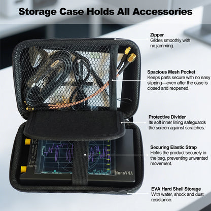 AURSINC 4 Inch Hard EVA Protective Case for NanoVNA H4/TinySA Ultra - Waterproof Shockproof Storage Bag with Carry Strap, Foam Divider, Secure Fit for Vector Network Analyzer and Spectrum Analyzer