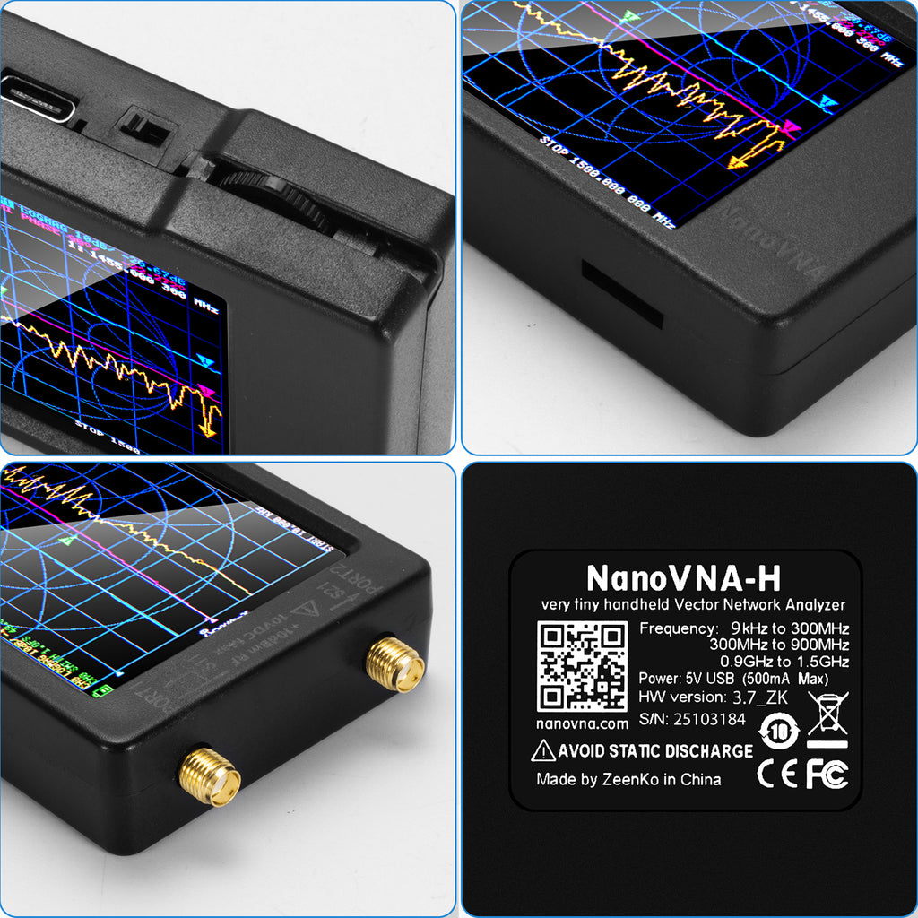 AURSINC NanoVNA‑H Vector Network Analyzer, 9kHz‑1.5GHz with EVA Storage Bag, 2.8" Handheld VNA Antenna Analyzer