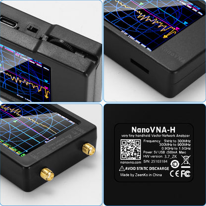 AURSINC NanoVNA‑H Vector Network Analyzer, 9kHz‑1.5GHz with EVA Storage Bag, 2.8" Handheld VNA Antenna Analyzer, Measure S‑params, SWR, Smith Chart for Ham Radio Antenna Tuning & RF Circuit Debugging
