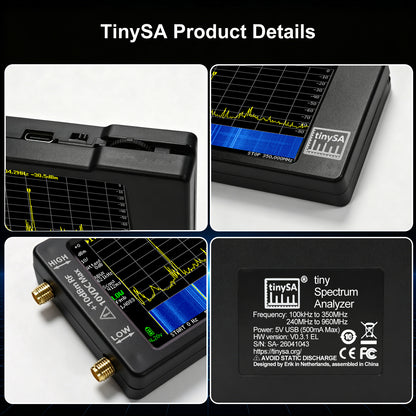 AURSINC TinySA Spectrum Analyzer with EVA Case, 2pcs RG316 SMA to UHF Cable, 100kHz‑960MHz Handheld Frequency Analyzer, 2.8" Touchscreen, with Storage Bag, RG316 SMA to UHF SO-239 RF Coaxial Cable