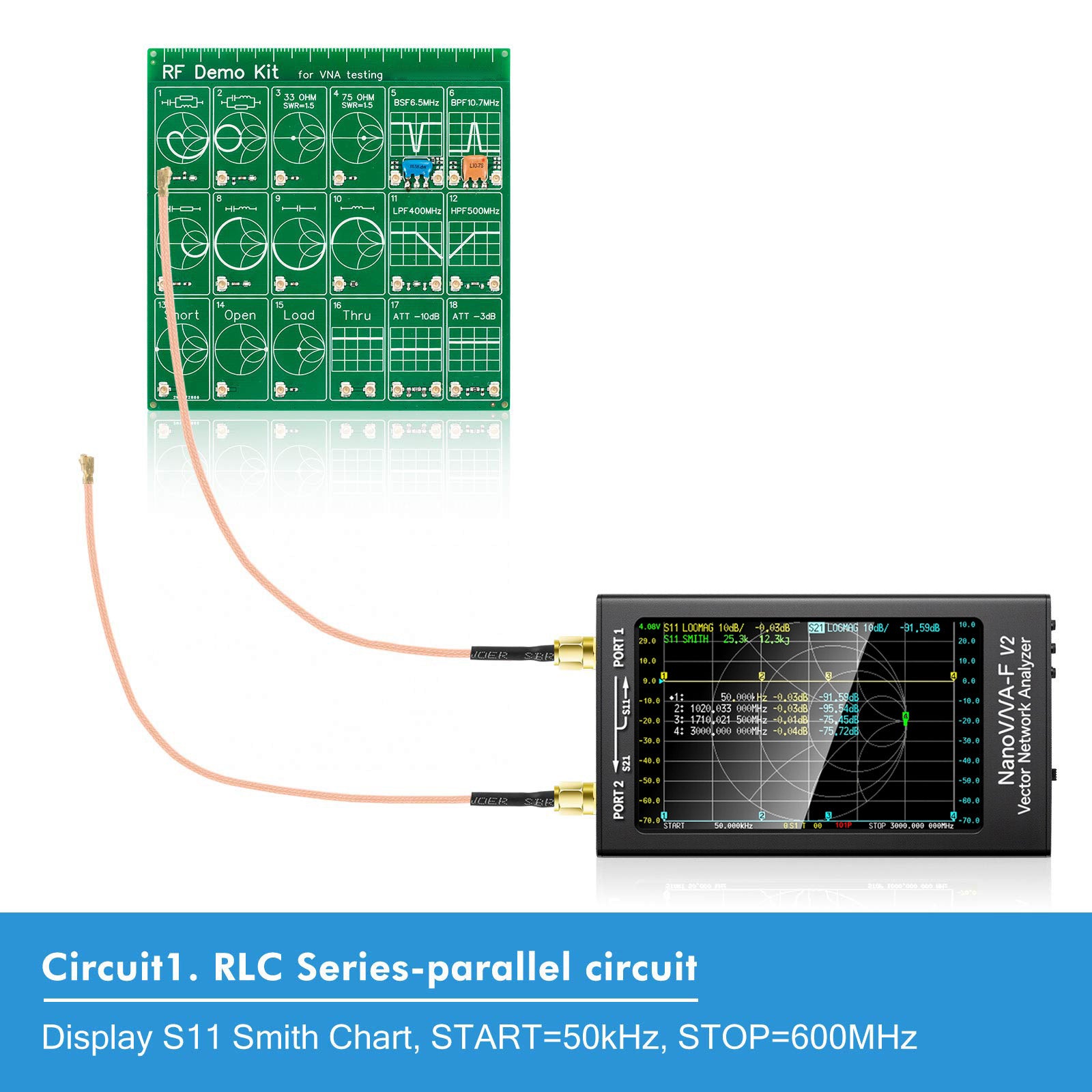 BIlinli NanoVNA Testboard-Kit – Für Vektoranalysator, DIP & SMT, 50 KHz–1,5 GHz – RF-Messungen