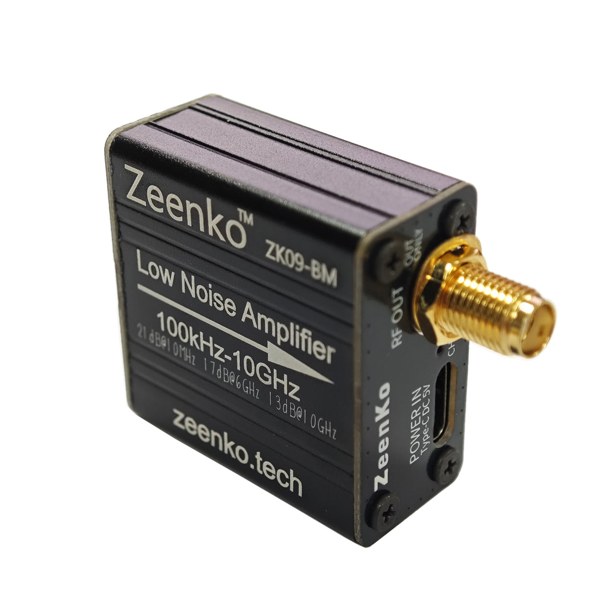 AURSINC ZK09-BM LNA Amplifier, 100k-10GHz Broadband 21dB Gain for TinySA/SDR Ultra-Broadband RF Preamp, Built-in 300mAh Battery