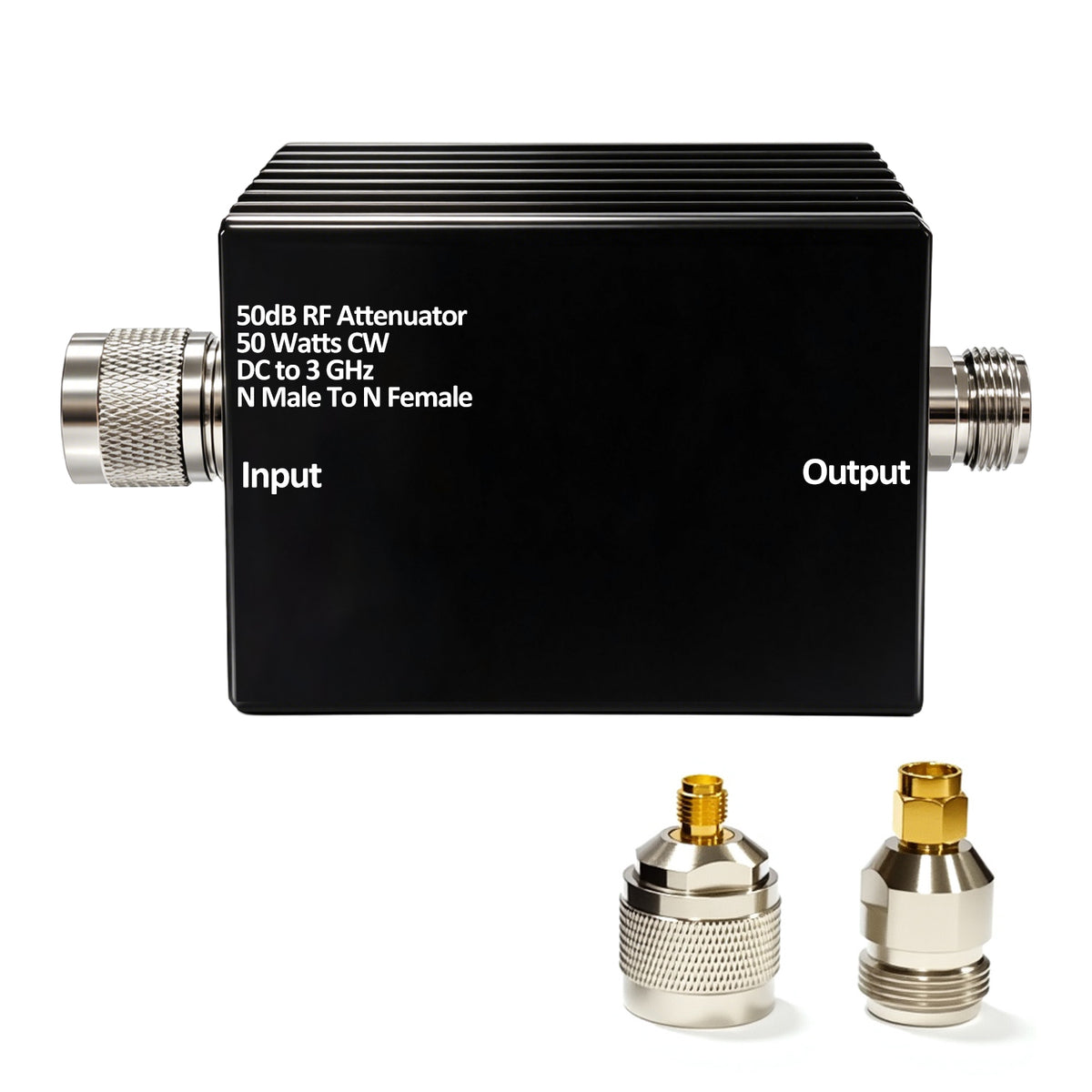 AURSINC 50W RF Attenuator DC-3GHz N-M/F 50dB Attenuation with SMA Adapters N Male to Female Fixed Attenuator kit for Tinysa Ultra Spectrum Analyzer Antennas & Test Equipment, Aluminum Alloy Heat Sink
