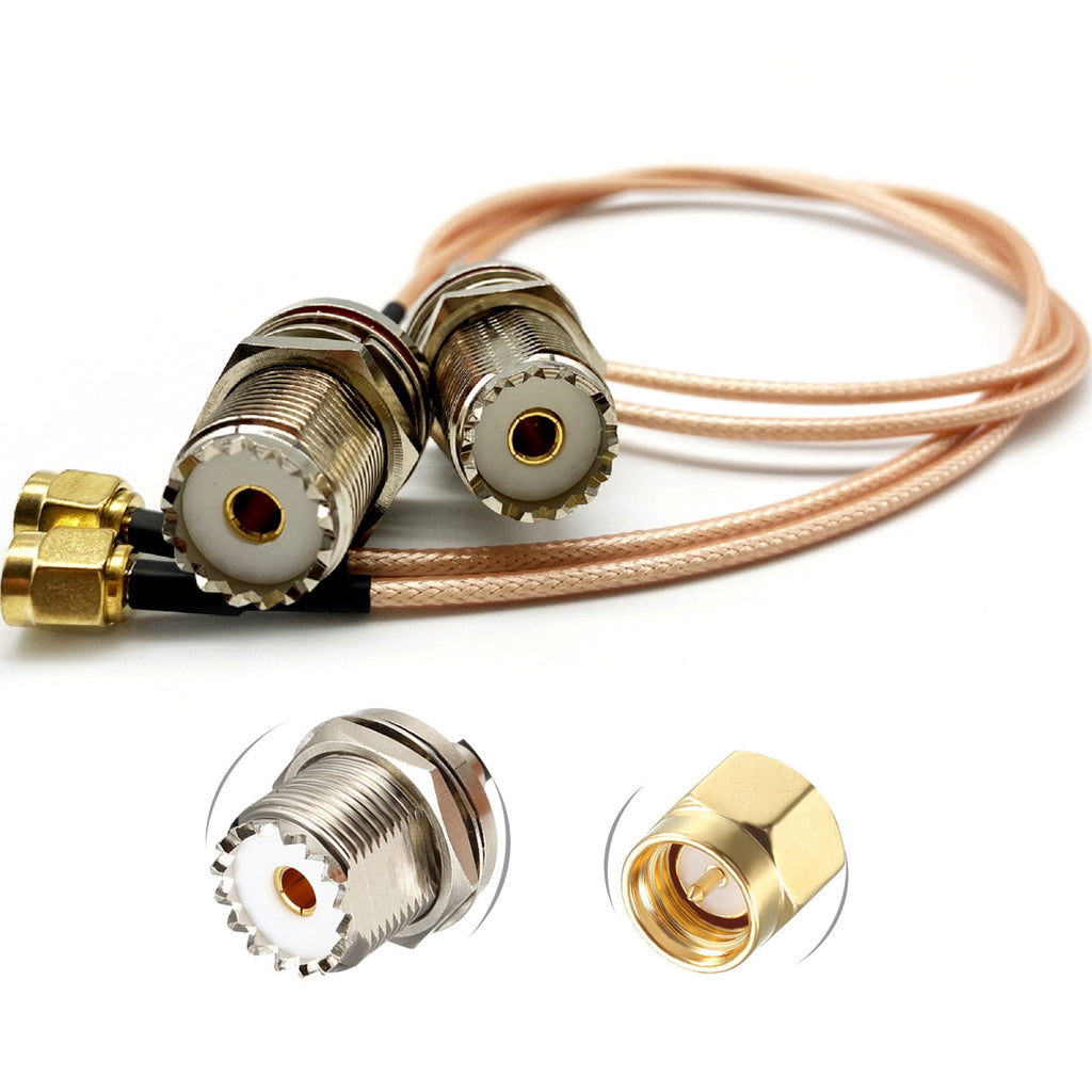 AURSINC 2pcs RF Coax SMA Male to UHF Female SO-239 Cable 12"/60cm Extension Cable RG316 for RF Applications