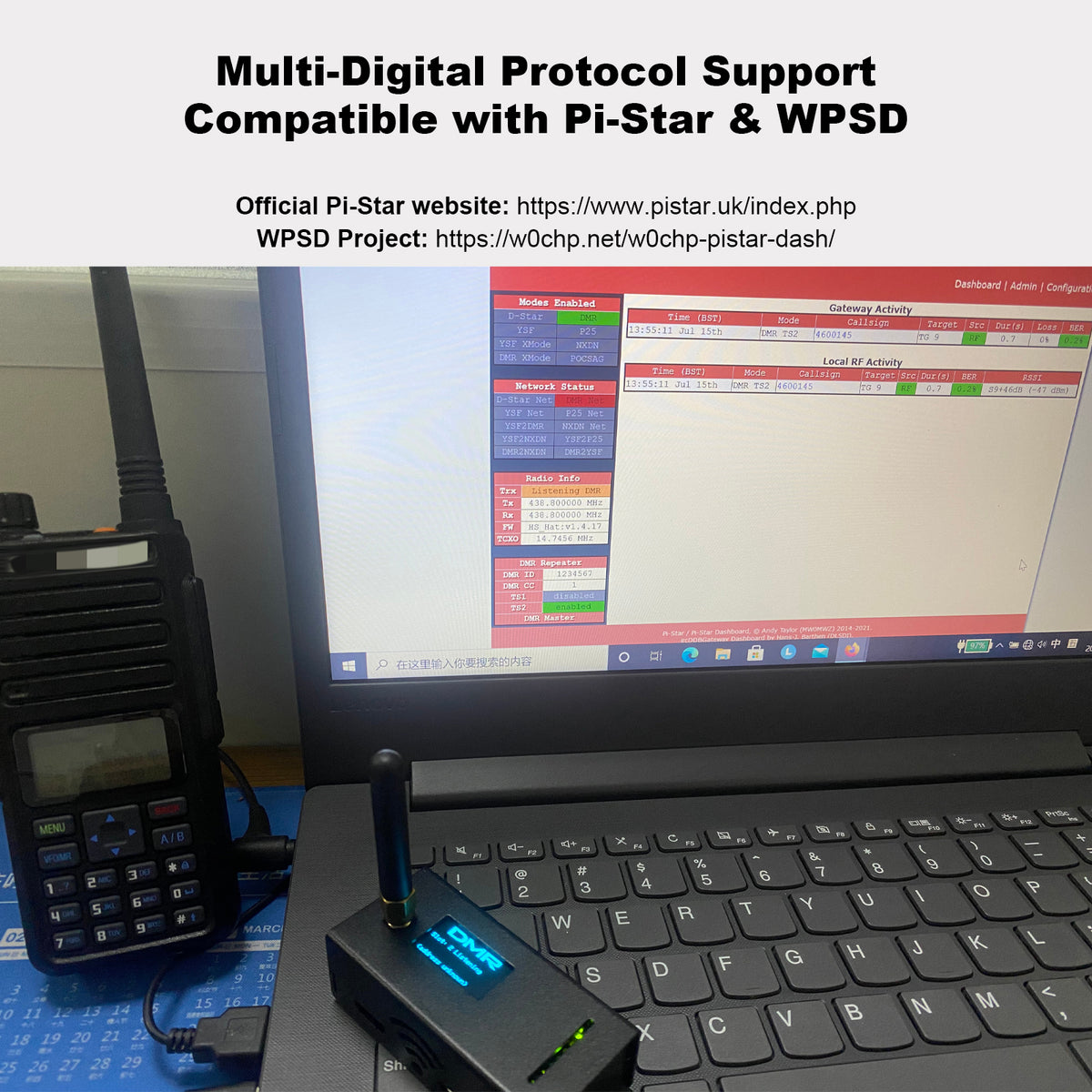 AURSINC MMDVM Hotspot Spot Radio Station WiFi Digital Voice Modem Built-in Raspberry Pi Zero W, Supports C4FM YSF POCSAG NXDN DSTAR P25 DMR, Pi-Star/WPSD Compatible, Firmware V1.5.2