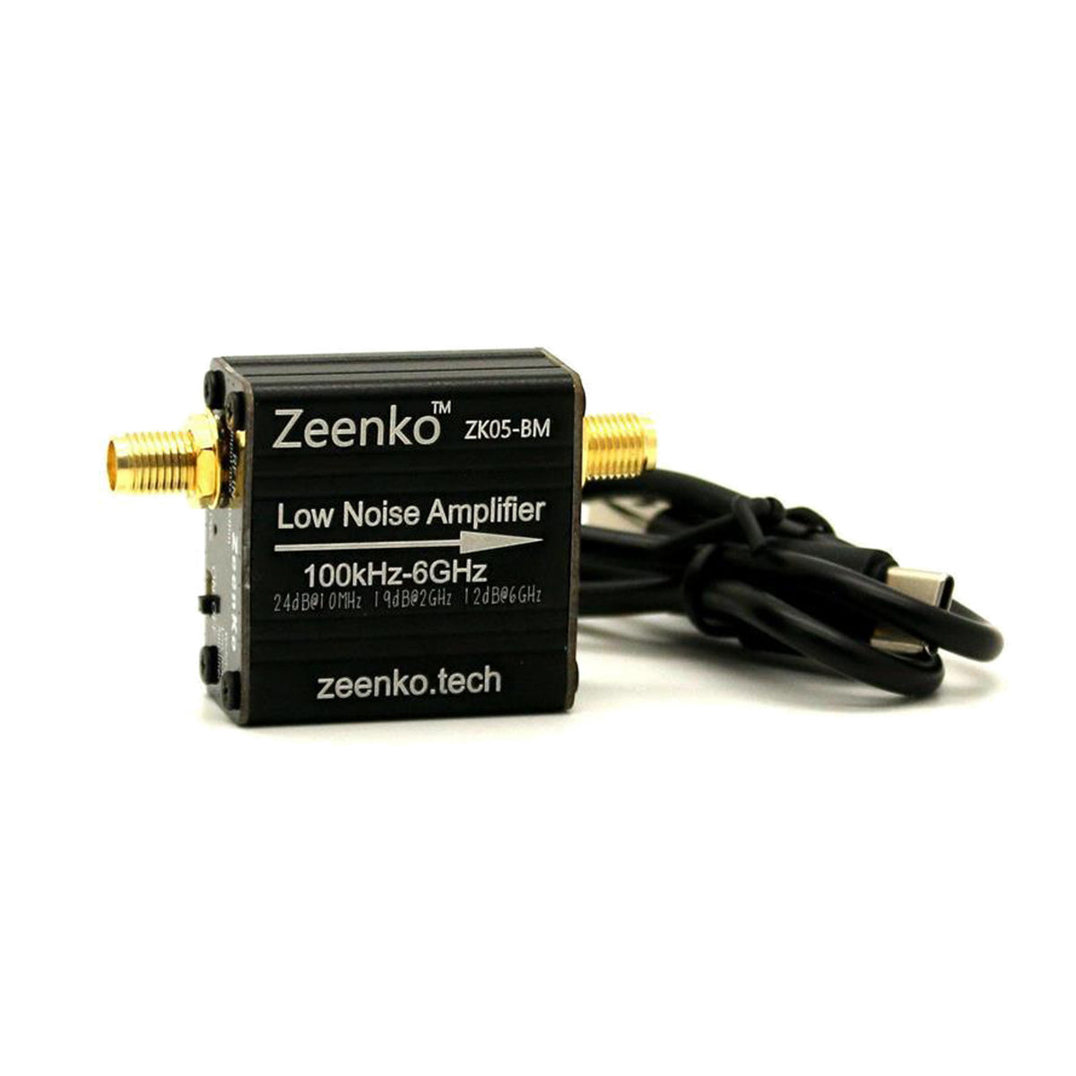AURSINC ZK05-BM Low Noise Amplifier 100kHz-6GHz, 24dB Gain LNA Preamplifier, Built-in Battery RF Preamplifier with Type-C, High Linearity LNA for TinySA Ultra Spectrum Analyzer SDR Ham Radio EMI Test
