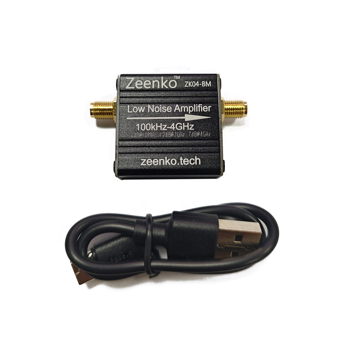 AURSINC ZK04-BM LNA Low Noise Amplifier 100k-4GHz Low Power, 20dB Gain Boosts Weak HF/VHF/UHF Signals, USB Interface Powered, Built-in 300mAh Battery for TinySA Spectrum Analyzer & SDR