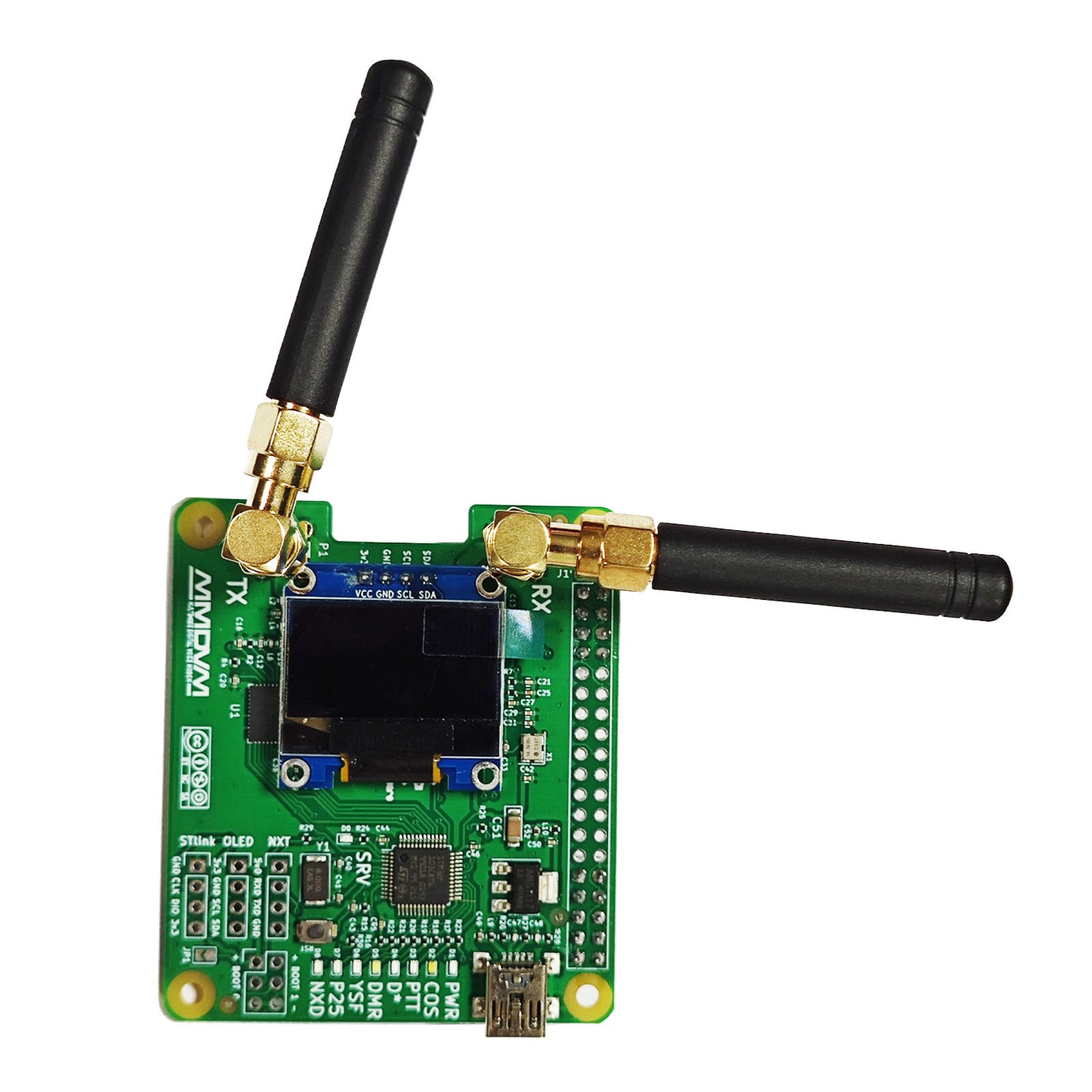 AURSINC MMDVM Duplex Hotspot Module Dual Hat V1.5.2 with 0.96 OLED Display Support P25 DMR YSF NXDN DMR Slot 1 + Slot 2 for R Pi 1, 2/2b, 3/3b/3b+, 4/4b, Pi Zero, Zero 2W with USB Port (with OLED)