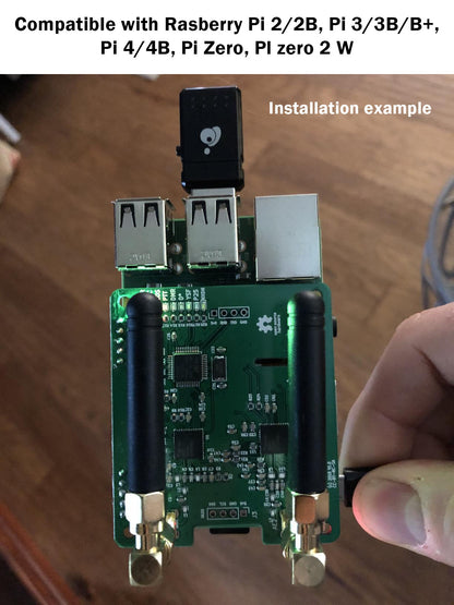 AURSINC MMDVM Duplex Hotspot Module Dual Hat V1.5.2 Support P25 DMR YSF NXDN DMR Slot 1 + Slot 2 for Raspberry Pi, Pi Zero (Without OLED and USB Port)