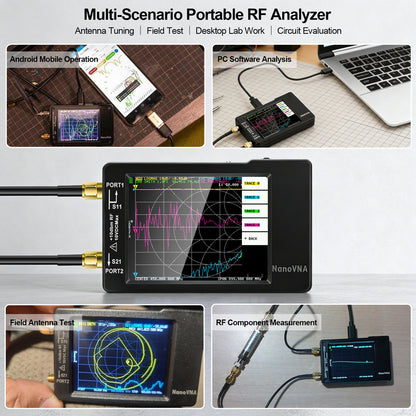 AURSINC NanoVNA‑H Vector Network Analyzer, 9kHz‑1.5GHz with EVA Storage Bag, 2.8" Handheld VNA Antenna Analyzer, Measure S‑params, SWR, Smith Chart for Ham Radio Antenna Tuning & RF Circuit Debugging