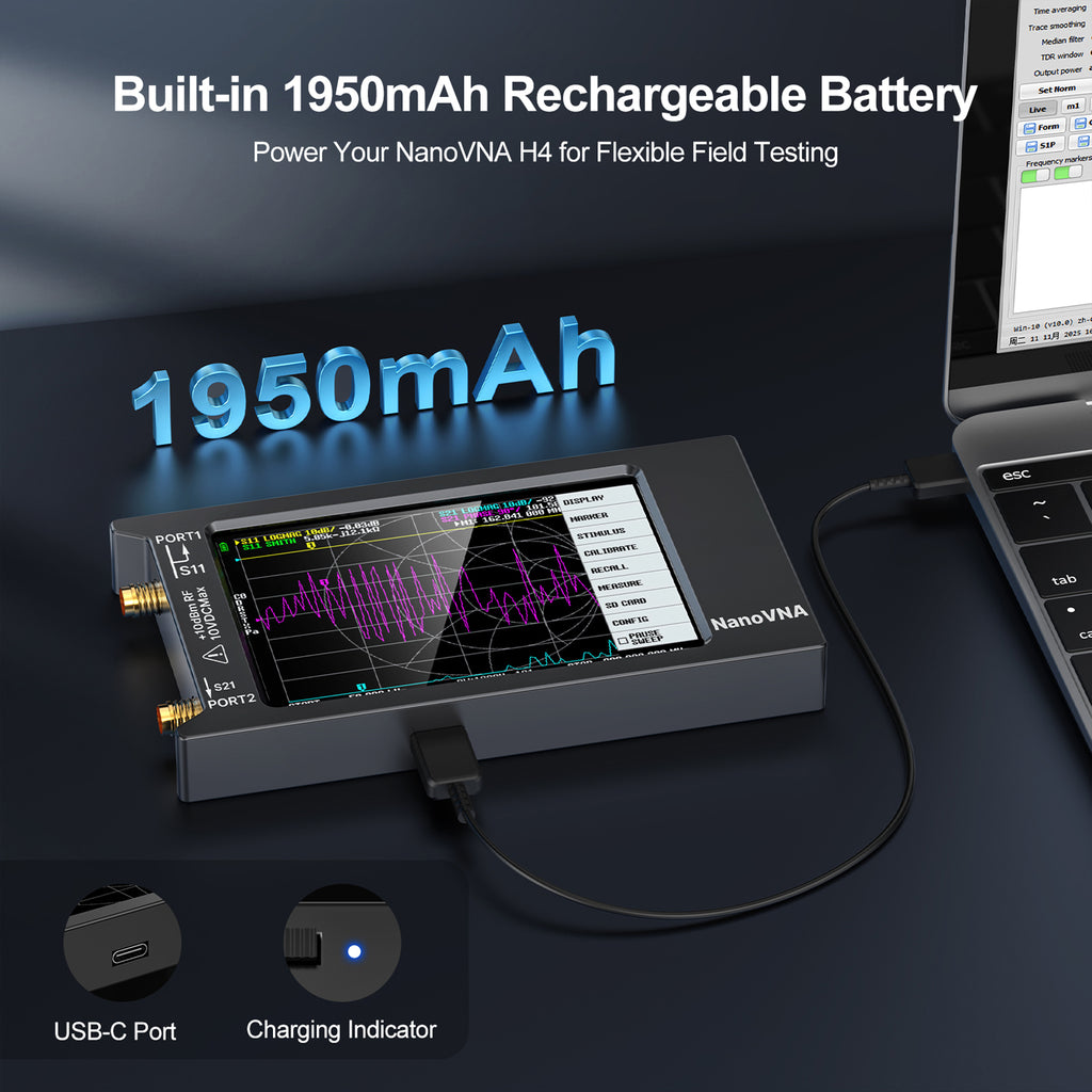AURSINC NanoVNA H4 Vector Network Analyzer, V4.4 9kHz-1.5GHz 4" Antenna Analyzer, with EVA Hard Shell Protective Storage Bag