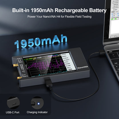 AURSINC NanoVNA H4 Vector Network Analyzer, Lastest V4.4 9kHz-1.5GHz 4" Antenna Analyzer, with EVA Hard Shell Protective Storage Bag for Antenna Analyzer, Shockproof, Waterproof, with Carry Strap