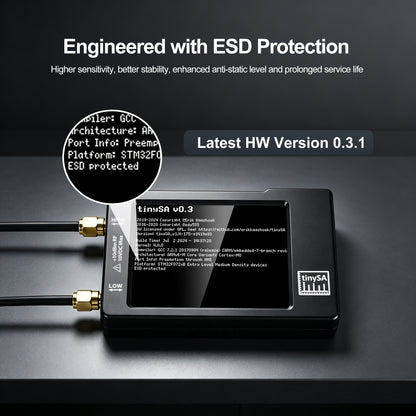 AURSINC Portable TinySA Spectrum Analyzer with 2.8" EVA Storage Case 2.8‑inch Display, 100kHz‑960MHz Frequency Range, Portable EVA Storage Bag Safeguards Unit & Accessories