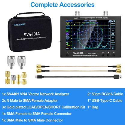 AURSINC 7inch NanoVNA SV4401A Vector Network Analyzer, 50KHz-4.4GHz Antenna Analyzer with 6700mAh Battery 8GB Storage Measuring S Parameters, Voltage Standing Wave Ratio, Phase, Delay, Smith Chart